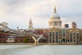 St Paul Cathedral and Millennium bridge in London Royalty Free Stock Photo