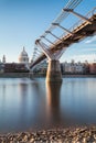 St. Paul cathedral and Millennium Bridge, London, UK Royalty Free Stock Photo