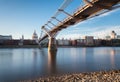 St. Paul cathedral and Millennium Bridge, London, UK Royalty Free Stock Photo