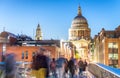 St Paul Cathedral and Millennium Bridge at night, London Royalty Free Stock Photo