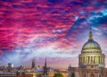St Paul Dome Cathedral in London, view at sunset Royalty Free Stock Photo