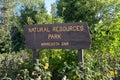 Sign for the Natural Resources Park, sponsored by the Minnesota DNR Department of