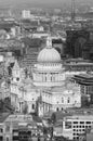 St.Paul`s Cathedral black and white photo aerial photo form the top