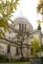 St. Paul`s Cathedral dome London Great Britain in mist Autumn Royalty Free Stock Photo