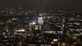 St. Paul`s Cathedral dome London Great Britain at night aerial view Royalty Free Stock Photo