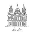 St Paul`s Cathedral, London continuous line vector illustration Royalty Free Stock Photo