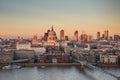 St Paul s Cathedral and Millenium Bridge in London Royalty Free Stock Photo