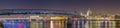 St Paul's Cathedral and the Millennium Bridge by night, London, UK