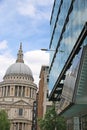 St Paul's Cathedral reflected in an office block Royalty Free Stock Photo