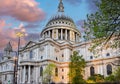 St. Paul`s Cathedral at sunset, London, UK Royalty Free Stock Photo