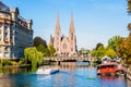 St. Paul`s Church on the banks of the river Ill in Strasbourg, France Royalty Free Stock Photo