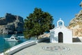 St Paul`s church in Lindos , Rhodes, Greece Royalty Free Stock Photo