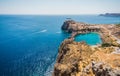 St Paul`s heart bay in Lindos, Rhodes, Greece Royalty Free Stock Photo