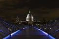 St Paul's and Millennium Bridge at night, London