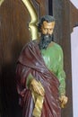 St Paul statue on the altar of Saint Valentine in the Church of the Holy Trinity in Krapinske Toplice, Croatia Royalty Free Stock Photo