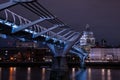 St Paul's Cathedral and Millennium Bridge over the River Thames in London Royalty Free Stock Photo