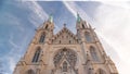 St. Paul's Church or Paulskirche timelapse. Looking up perspective. Munich, Bavaria, Germany. Royalty Free Stock Photo