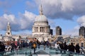 St Pauls Cathedral across the Millennium Bridge London, UK February 2020