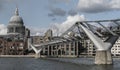 St. Pauls cathedral London and Millennium Bridge over River Thames Royalty Free Stock Photo