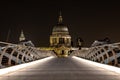St Pauls Cathedral, London taken from the Millennium Bridge at night Royalty Free Stock Photo
