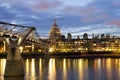 St Pauls Cathedral and Millennium bridge in London Royalty Free Stock Photo