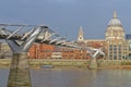St. Pauls Cathedral and Millennium Bridge, London Royalty Free Stock Photo