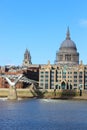 St Pauls Cathedral and the Millennium Bridge, London Royalty Free Stock Photo