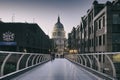 St. Pauls cathedral and Millennium Bridge, London, UK Royalty Free Stock Photo