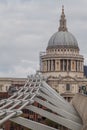 St. Pauls cathedral and Millennium Bridge, London, United Kingd Royalty Free Stock Photo