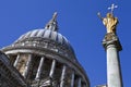 St. Pauls Cathedral and Statue of Saint Paul in London Royalty Free Stock Photo