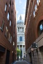 St Pauls Cathedral viewed through Queens Head Passage