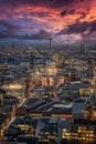 The St. Pauls Cathedrale just after sunset, United Kingdom Royalty Free Stock Photo