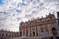 St Peter Basilica front fachade with cloudy sky at Vatican Royalty Free Stock Photo