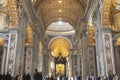 St. Peter basilica interior. Historic cathedral in Holy See. Italy