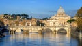 St Peter Basilica and St Angelo Bridge in Vatican, Rome, Italy Royalty Free Stock Photo