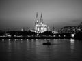 St Peter Cathedral and Hohenzollern Bridge over river Rhine in K Royalty Free Stock Photo