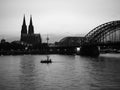 St Peter Cathedral and Hohenzollern Bridge over river Rhine in K Royalty Free Stock Photo