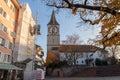 St. Peter Church and autumn trees, City of Zurich, Switzerland