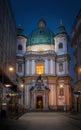 St Peter Church Peterskirche at night - Vienna, Austria Royalty Free Stock Photo