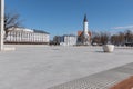 St. Peter and Paul cathedral in Siauliai city. View from prisikelimo square.