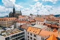St. Peter and Paul`s Cathedral and cityscape from Old Town Hall tower in Brno, Czech Republic