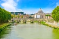 St. Peter`s Basilica and Aelian Bridge in Rome Royalty Free Stock Photo