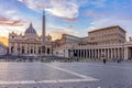 St. Peter's basilica and Apostolic palace on St. Peter's square in Vatican at sunset, center of Rome, Italy