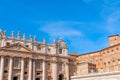 St Peter`s Basilica on blue sky background. Vatican Royalty Free Stock Photo