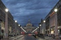 St peter`s basilica cathedral at dusk, Vatican city. Royalty Free Stock Photo