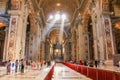 Luxurious interior of St Peter`s Basilica in Vatican City Royalty Free Stock Photo