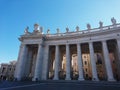 St. Peter`s Basilica in Roma with columns and fountains