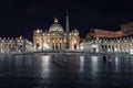 St. Peter`s Basilica in Rome in the evening. Night photography Royalty Free Stock Photo