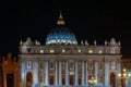 St peter`s basilica in Rome Italy at night under the stars.