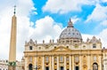 St. Peter`s Basilica in a sunny day in Vatican. Royalty Free Stock Photo